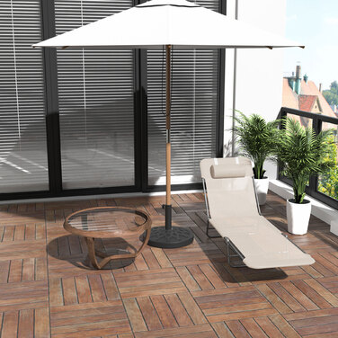Outsunny Sun Lounger Садовий шезлонг Relax Lounger 4 кольори кремовий, складний і стійкий до погодних умов для саду, балкона, тераси
