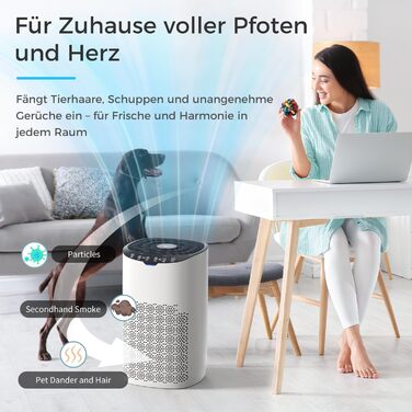 Повітряочищувач AROEVE з фільтром HEPA H13, 3-ступенева фільтрація, для спальні, 5W, 22dB, з аромадіфузором, видаляє пил, алергени, шерсть тварин, білий