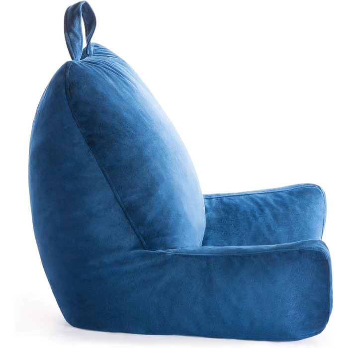Подушка для читання Linenspa з подрібненим пінополіуретаном (Memory Foam), спинка для сидіння в ліжку, для читання, ігор, перегляду телевізора – подушка-стілець з підлокітниками, ідеальна для гуртожитків, темно-синій, стандартний розмір