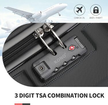 KONO Набір валіз-ролерів 2 в 1, 55 см, ручна поклажа, кремовий, набір для подорожей