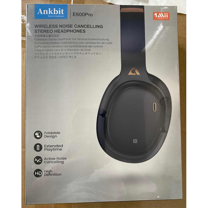 Накладні навушники Ankbit E600Pro Bluetooth, aptX, ANC, Hi-Fi, акумулятор 80 год, мікрофон, бездротовий для всіх пристроїв