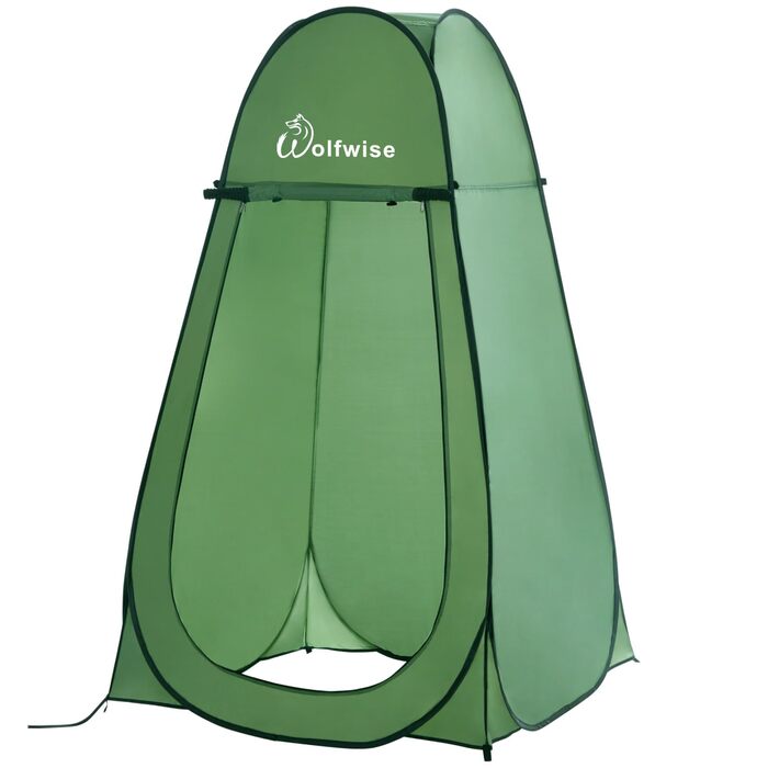 Складана душова та роздягальня палатка WolfWise для кемпінгу та пляжу, водонепроникна з UV-захистом, компактна (190x100 см), зелена