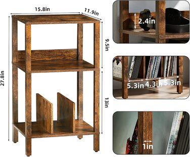 Столик для принтера LELELINKY на колесах, 2-ярусний мобільний стенд, коричневий (52,5 x 40 x 36 см)