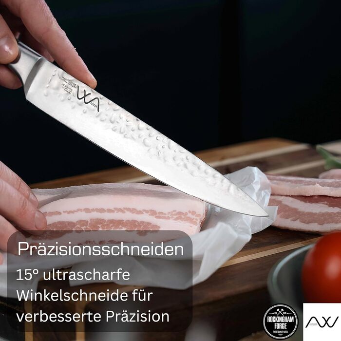 Набір кухонних ножів Rockingham Forge Ashwood 8 предметів з дерев'яною ручкою, точилка та ножиці – професійні ножі з нержавіючої сталі, преміум якість