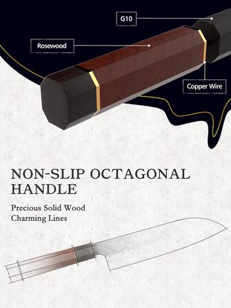 Японський ніж Santoku HOSHANHO 18 см, ручна робота, з високоякісної сталі, ергономічна ручка, подарункова коробка