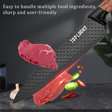 Набір кухонних ножів, 6 шт., чорний, гострий, з антипригарним покриттям, нержавіюча сталь, з підставкою для ножів (чорний)