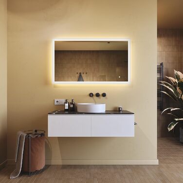 Дзеркало для ванної кімнати з підсвічуванням FORAM - LED дзеркало 120x70 см - Без рамки - Сучасний дизайн - Індивідуальне замовлення