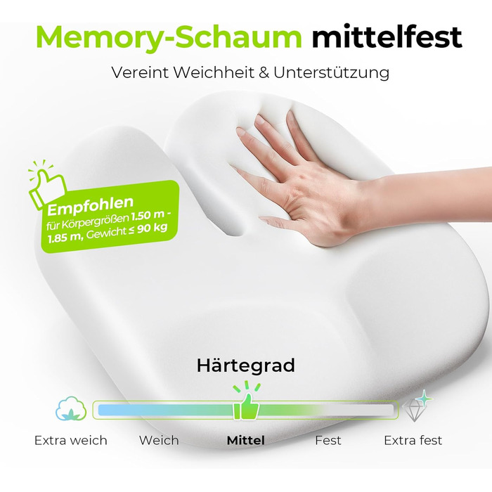 Ортопедична подушка для сидіння AUVON з підтримкою стегон, ергономічна для офісного та автомобільного крісла - підвищує комфорт, покращує кровообіг, знімає навантаження з куприка