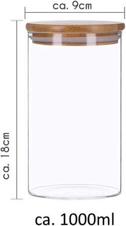 Набір з 4 скляних банок для зберігання продуктів з бамбуковими кришками, банки для зберігання, скляні контейнери баночки для спагетті / в комплекті. 8 крейдяна мітка