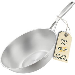 Wok Silberthal 28 см з нержавіючої сталі - для смаження та фритюру, сумісний з індукцією, до 400°C