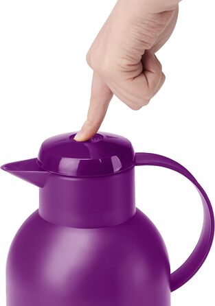 Термос Emsa Samba 1,5 л з Quick Press, 12 год гаряче, 24 год холодне, прозорий баклажанний