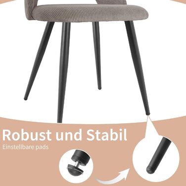 Набір обідніх стільців, кухонний стілець з тканини Cord, м'які стільці для обідньої кімнати, кухні, вітальні та спальні (Коричневий, 6)