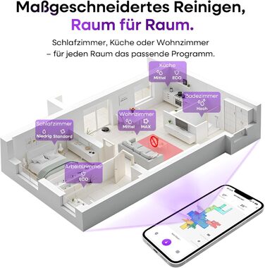 Робот-пилосос MONSGA з функцією миття, 5000Pa, час роботи 180 хв, система захисту від ковтунів, LiDAR навігація, для килимів та шерсті тварин, керування через додаток та пульт (чорний)
