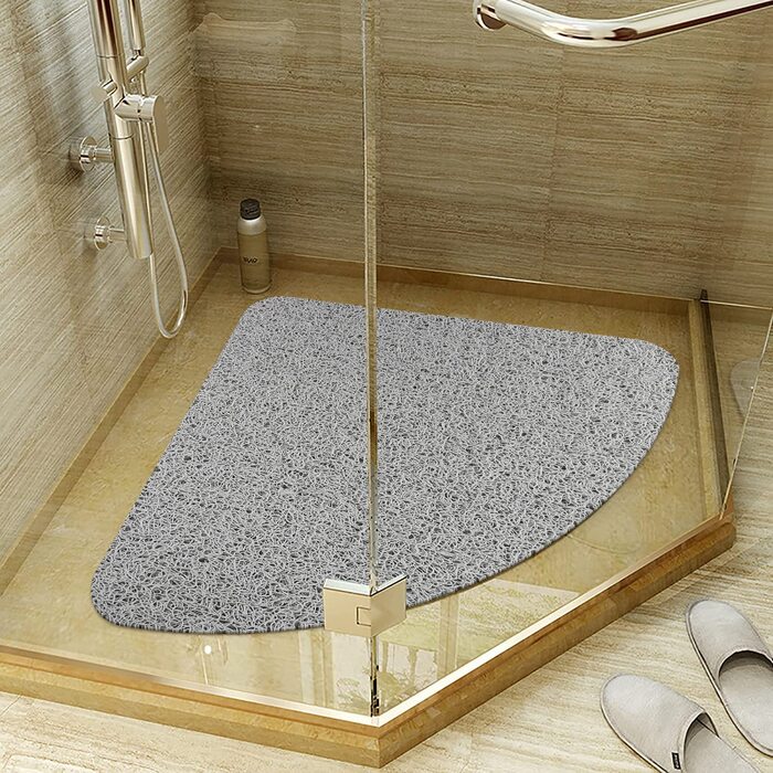 Нековзний килимок для душу, М'який комфортний безпечний килимок для ванни 60 х 60 см, антибактеріальний килимок для ванної з дренажними отворами, нековзний килимок для душа для ванної та вологих приміщень (60 х 60 см, Ш)