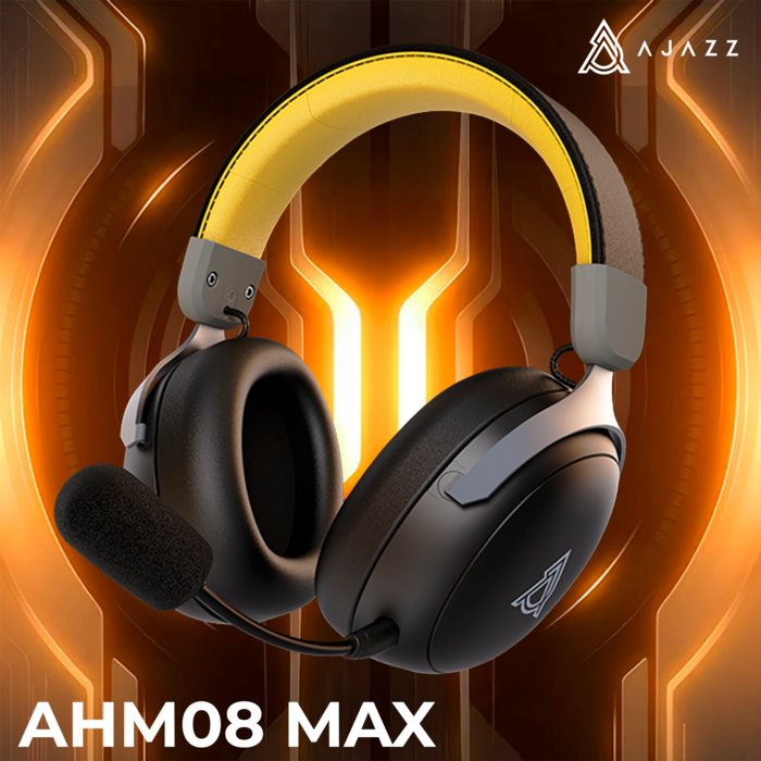 Бездротова ігрова гарнітура Ajazz AHM08 MAX Black Gray Yellow (AHM08-MAX-BGY)
