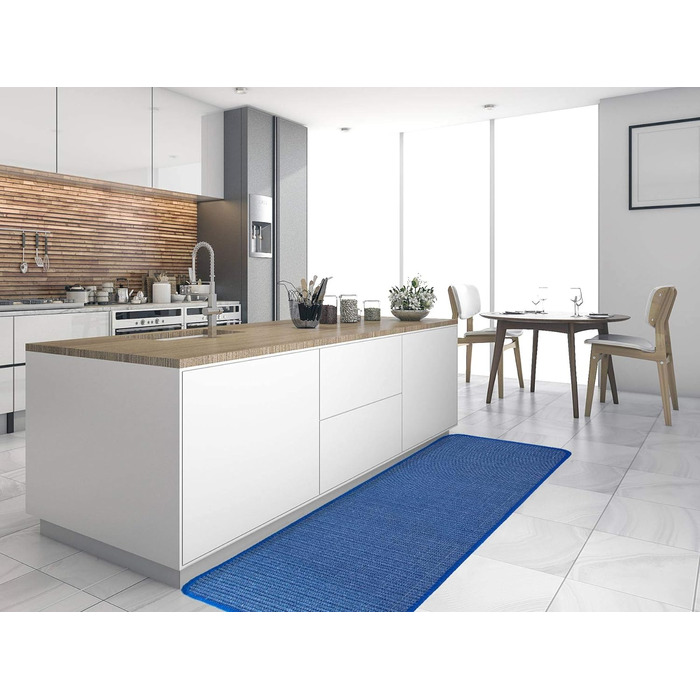 Кухонний килимок Кухонний килимок SISAL - Килимок для кухні з натурального волокна Килимок для кухні, містка, нековзний чистий прохід (67 x 140 см, синій)