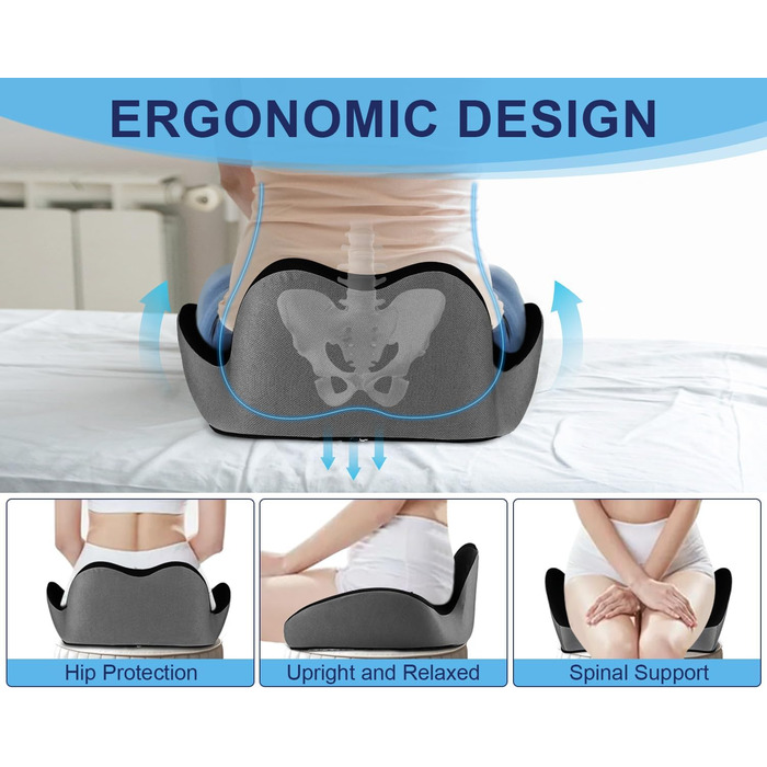 Подушка для сидіння Haarkalo Premium з Memory Foam XL - 2024 року, для офісних та домашніх крісел, зняття болю в попереку, сідницях та куприку, розмір 20*16.8*5.8 см
