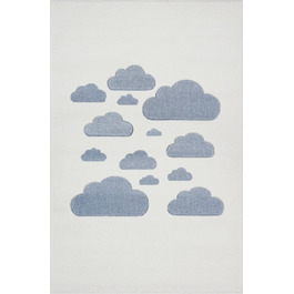 Дитячий килим високої якості з хмарами кремово-синього кольору з контурним вирізом. Розмір 160 х 220 см