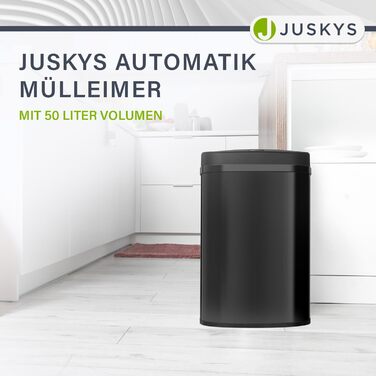 Відро для сміття Juskys з датчиком руху, біле, 60 л - кутовий контейнер з кришкою-затискачем для сміттєвих пакетів, нержавіюча сталь, безконтактне відкривання