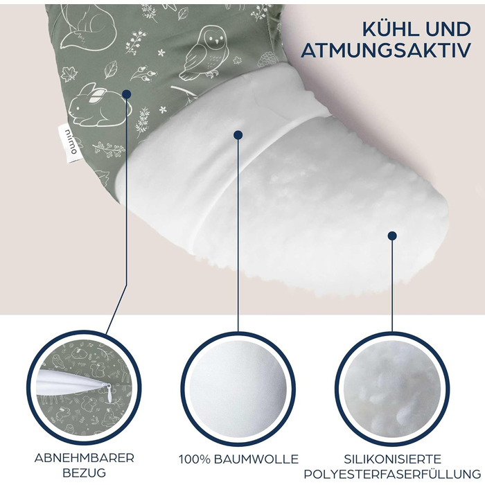 Подушка для вагітних Niimo XXL, подушка для годування - подушка для сну на боці з бавовняним чохлом, зручна подушка для дорослих, подушка для підтримки, (200 см x 70 см), (Sage Green Forest, подушка для годування)