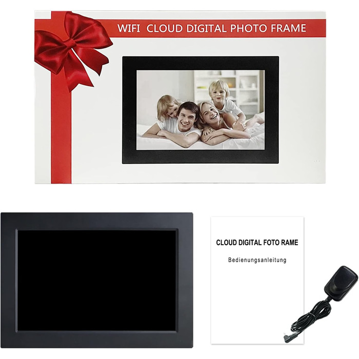 Frameo Цифровий фоторамка 10.1 дюйма з Wi-Fi, HD сенсорний екран, 16GB пам'яті, автоматичне обертання, віддалене завантаження фото та відео, чорний