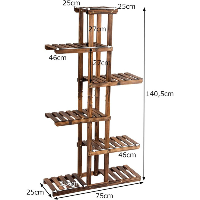 Деревна полиця для рослин COSTWAY, 6-ярусна підставка для квітів, квіткові сходи для балкона/патіо/саду