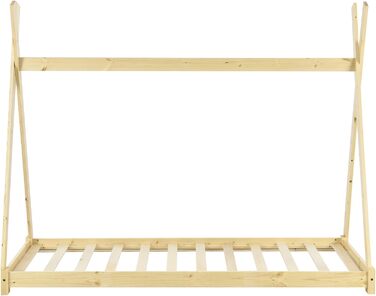 Ліжко дитяче Onejda Tipi від en.casa, 80x160 см, з натурального дерева, біле