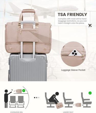 Спортивна сумка LOVEVOOK: дорожня, для вихідних, з культиватором, відділенням для взуття та мокрих речей, водонепроникна, пляжна, сауна, ручна поклажа для спорту та відпочинку, зелена (L, пісочний)