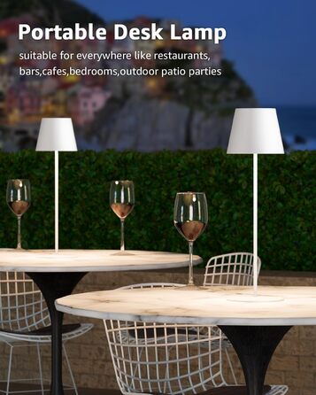 LED-лампа настільна бездротова FUYO, 2 шт. з USB-C зарядкою, регулювання яскравості, 2700K-6000K, для дому та саду (чорна)