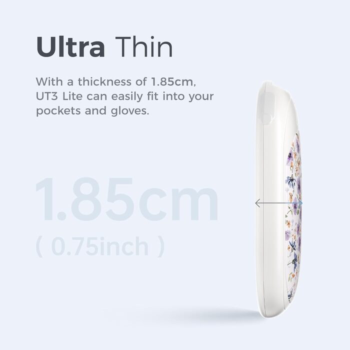 Електричні грілки для рук OCOOPA 2 шт. з магнітом, 5000mAh, 3 режими нагріву, компактні, для рукавичок, сумки, зимові аксесуари, подарунок, фіолетовий/білий (Ocoopa x Artist in Bloom)