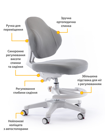 Дитяче крісло Evo-Kids Mio Classic Grey (арт.Y-405 G)