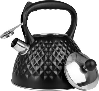 Чайник для плити Induktion 3L, чорний, з авто-свистком, нержавіюча сталь