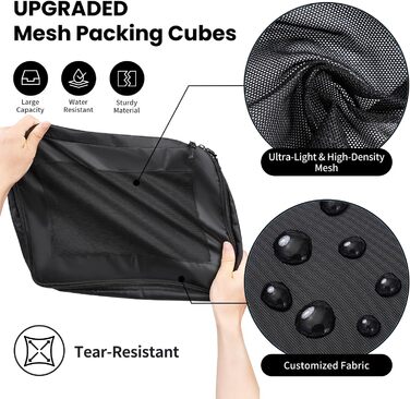 Набір органайзерів для одягу в дорогу Packing Cubes для валізи, 10 шт, легкі дорожні органайзери для подорожей, чорні