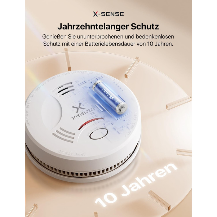 Датчик диму X-Sense з батареєю на 10 років та магнітним кріпленням, 10 шт. (SD11), сертифікат TÜV Rheinland, функція вимкнення звуку та самотестування, білий