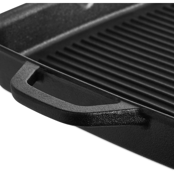 Гриль-сковорода Burnhard Gusseisen, квадратна 30 см, з попереднім прожарюванням, для стейків, сумісна з газовими грилями, духовкою, вогняною чашею та всіма типами плит (включаючи індукційну), чавунна сковорода-гриль 30 см