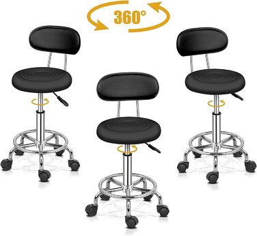Ергономічний стілець на коліщатках зі спинкою TactFire робочий стілець обертовий стілець стілець на коліщатках обертається на 360 регульований по висоті 48-58 см