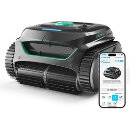 Робот-прибиральник для басейну WYBOT C2: акумуляторний, для вбудованих басейнів до 150㎡, подвійне фільтрування, потужний мотор, чищення дна та стін, 180 хв роботи, керування через додаток (чорно-зелений-сірий)