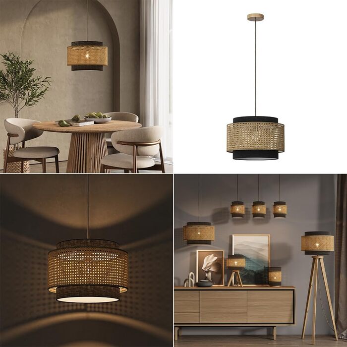 Стійка лампа Vicco Morten з ротангу, 26 x 45 см, для читання, чорна