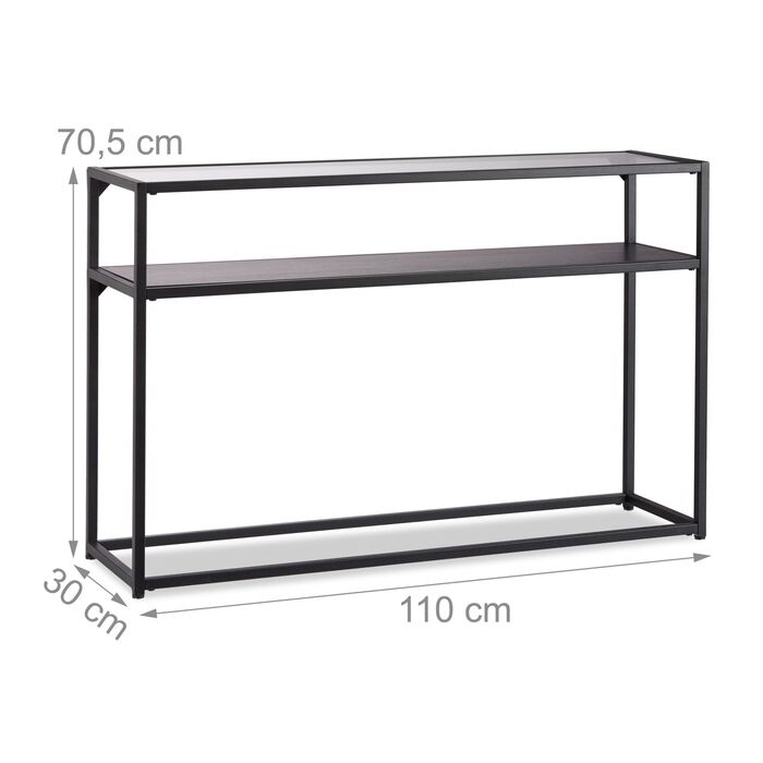 Чорний консольний столик Relaxdays з скляною стільницею