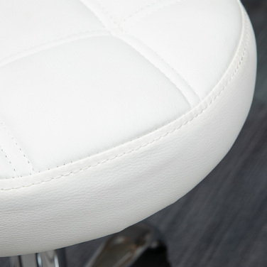Vinsetto Rolling Stool Регульований по висоті поворотний робочий стілець для офісу та салону, штучна шкіра Білий Ø35,5 x 51-67 см
