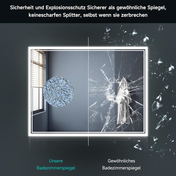 Дзеркало для ванної кімнати SONNI LED з підсвічуванням 80x60 см, біле