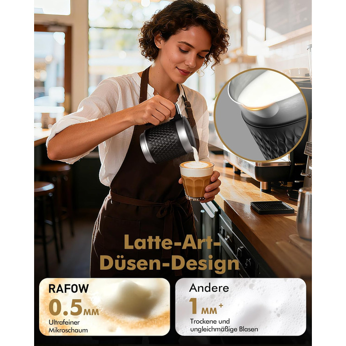 Електричний спінювач молока 5-в-1: автоматичний спінювач молока 350 мл, миється в посудомийній машині, для гарячого та холодного молока, капучино, лате, гарячого шоколаду