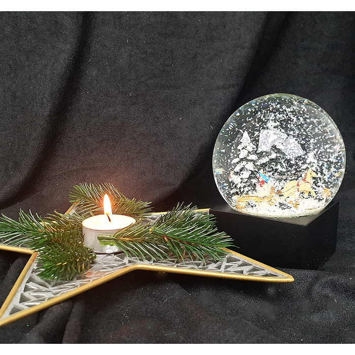 Декоративний шарм Minium Collection 20121 - Снігова Куля, Різдвяний Настрій, Катання на Санках, Ялинка на Підставці, Чорний колір, Pure-Line, діаметр 100 мм