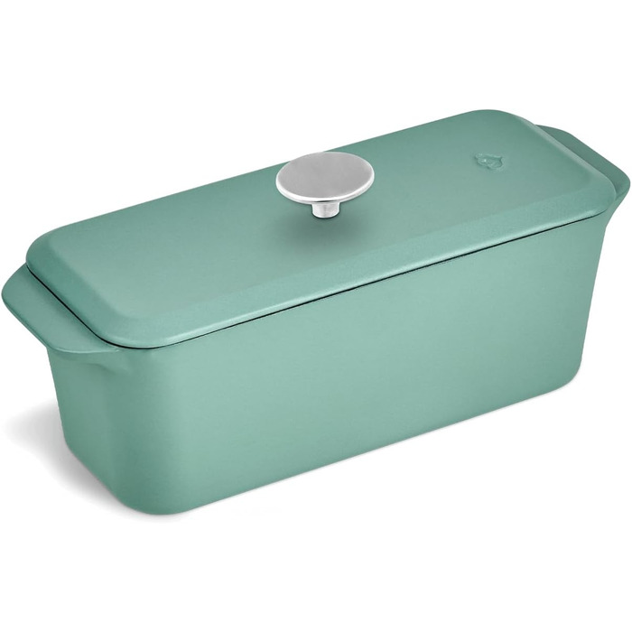 Форма для випічки Springlane з чавуну з кришкою 3L, емальована, для хліба, паштетів та запіканок, 33,5 x 13 см, м'ятного кольору