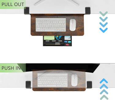 Підставка для клавіатури ETHU, висувна, 50x30 см, з кріпленням C, для монтажу під столом, ергономічна, горіх