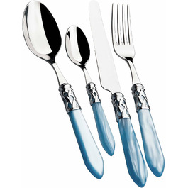 Набір столових приборів Bugatti Aladdin, 24 шт., нержавіюча сталь 18/10, хромоване кільце, ручки з ефектом перламутру, жовтий колір, для 6 осіб