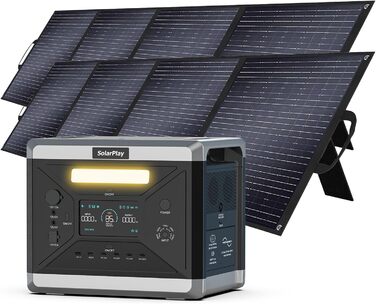 Портативна електростанція SolarPlay Q2501 з сонячною панеллю 200W, 2500W, 2304Wh LiFePO4, USB, AC-порти, 12V вихід, для кемпінгу, RV, надзвичайних ситуацій