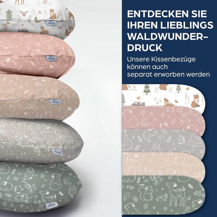 Подушка для вагітних Niimo XXL, подушка для годування - подушка для сну на боці з бавовняним чохлом, зручна подушка для дорослих, подушка для підтримки, (200 см x 70 см), (Sage Green Forest, подушка для годування)