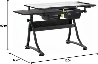 Стол для малювання Fromm & Starck Star_Desk_09, архітектурний, робочий, зі склоповерхнею, регульований нахил, 120x60x90 см