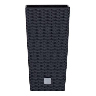 Пластиковий горщик Prosperplast з ротангу, 26.5 x 26.5 x 50 см, антрацит, для дому та саду